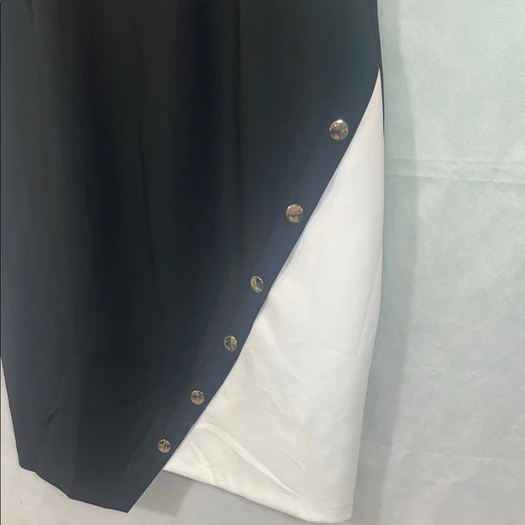 Tommy Hilfiger White and BLACK Asymmetrical Sheath Dress - Picture 5 of 9